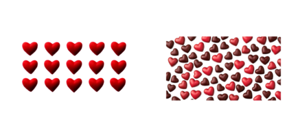 Red and brown heart patterns on a transparent background png