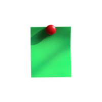 green color Sticky Note paper clip with Red Push Pins isolated on transparent background png