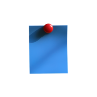 blue color Sticky Note paper clip with Red Push Pins isolated on transparent background png