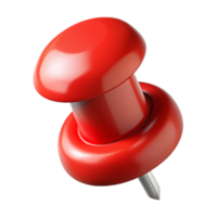 Bright Pushpin Closeup, Sharp Needle, Glossy Surface, 3D Rendering, png