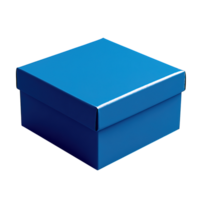 blue color cube package box isolated on transparent background png