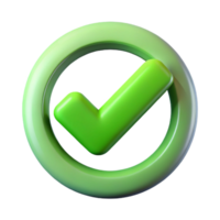 Rendering of Shiny Check Mark in a Circle on a png