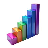 Colorful Shiny 3D Bar Graph Ascending Over png