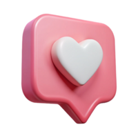 Glossy Speech Bubble with Heart Symbol, Realistic 3D Rendering png