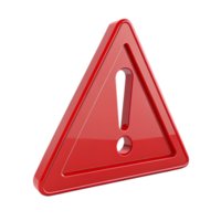 Glossy Triangle Symbol with Exclamation Point 3D Rendering png