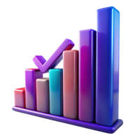 Glossy Ascending Bar Graph with Check Mark, Colorful Columns, Growth png