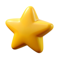 Glossy Golden Star 3D Rendering, Shining Yellow Star Shape on Backdrop, Object png