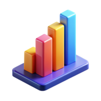 Glossy Isometric Column Chart Ascending Bar Graph png
