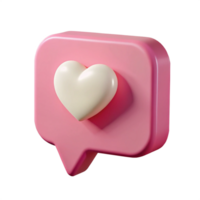 speech bubble with heart, 3D rendering, glossy surface, object png