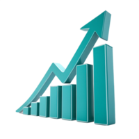 Risin Columns with Arrow Pointing Upward on Backdrop 3D Rendering png