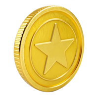 Coin Featuring a Centered Star on Transparent Backdrop Shiny png