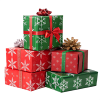 Christmas Presents Wrapped with Snowflake Pattern png