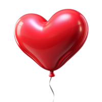 Red Heart Balloon Glossy 3D Render, Love Symbol, Shiny png