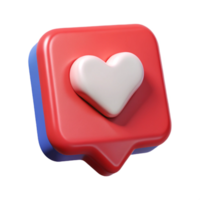 3D Red Notification Icon with Heart Symbol, Glossy Render png