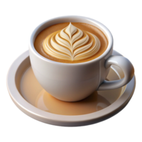 Coffee Cup on Saucer with Latte Art Design png