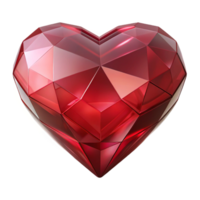 Faceted Red Heart, Geometric Low Poly Design, Glossy Surface png