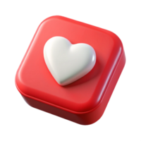 Glossy Heart on Red Rounded Square Button png