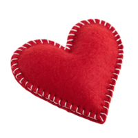 Handmade Red Felt Heart with White Stitching on Love and Craft png