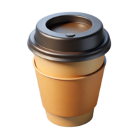 Kraft Paper Coffee Cup with a Plastic Lid, 3D Render png