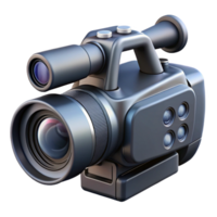 Dark Gray Professional Camcorder, Camera with Lens, Handle on Backdrop png