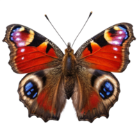 Peacock Butterfly with Open Wings Displaying Vibrant Red, Blue png