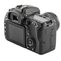 Back View of Professional DSLR Camera with Display Screen and Control Buttons png