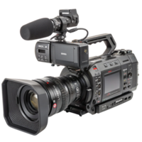 Professional Broadcast Camera with Microphone, Wide Lens, High Resolution png