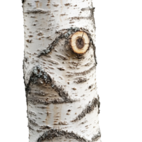A close up of a birch tree with a hole in it png