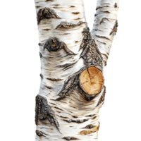 A clock is carved into a birch tree png