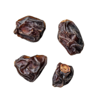 Dried dates arranged on a transparent background showcasing their natural texture and color characteristics, dried date on transparent background png