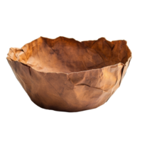 Crafted from paper, this bowl features a distinct texture and shape, set against a transparent background, papper bowl on transparent background png