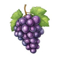 Purple grape sticker design on a transparent background perfect for fruitthemed projects and decorations, Purple grape sticker on transparent background png