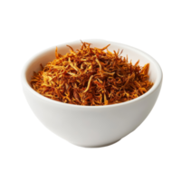 Dried safflower petals in a transparent bowl on a transparent background showcasing natural colors and textures, dried safflower in transparent bowl on transparent background png
