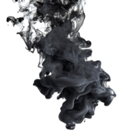 Black ink swirling and dispersing in water, isolated on a transparent background, creating captivating abstract patterns, pea isolated on transparent background png