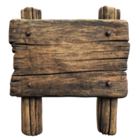 Rustic wooden sign with weathered texture resting on a transparent background, perfect for decoration or signage projects, old wooden sign isolated on transparent background png