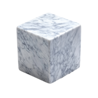 Carrara marble cube with elegant patterns isolated on a transparent background, carrara marble cube isolated on transparent background png