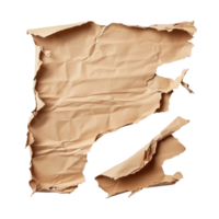 Torn pieces of corrugated paper placed on a smooth transparent surface creating an artistic arrangement, A sheet of corrugated paper is torn into pieces on transparent backgroundfile png