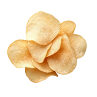 Crispy potato chips arranged neatly on a clean transparent background, perfect for snacking or culinary presentations, Potato chips isolated on transparent background png