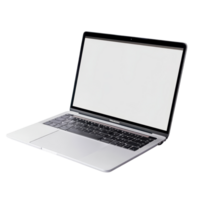 Modern laptop with a blank screen isolated on a clean transparent background for design and creative use, Laptop with empty space isolated on transparent background png