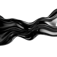 Black liquid flowing in waves on a transparent background creating a smooth and glossy transparent appearance, black color liquid flowing wave isolated on transparent background png