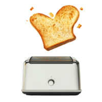 Vintage toaster with freshly roasted toast bread popping up in a bright kitchen during breakfast time, Roasted toast bread popping up of vintage toaster on a transparent backgroun. png