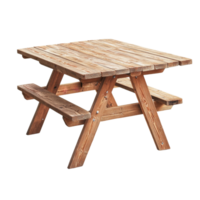 Isolated wooden picnic table perfect for outdoor dining and gatherings in any season, Picnic wooden table isolated on transparent background png