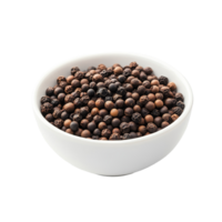 A closeup of various peppercorns arranged in a transparent bowl against a clean transparent background, peppercorn in transparent bowl transparent background png