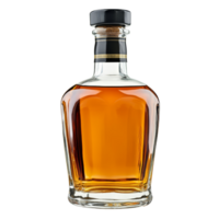 Isolated whiskey bottle on a clean transparent background showcasing rich amber color and elegant design, whiskey bottle isolated on transparent background png