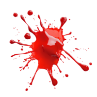 Red blood splashes vividly against a stark transparent background, creating a striking contrast and dramatic effect, Red Blood Splashes on transparent background png
