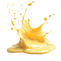 Melted cheese splashing against a transparent background, showcasing its rich texture and flow in a dynamic display, Splashing Melted Liquid Cheese On transparent background png