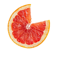 Fresh grapefruit piece isolated on a transparent background showcasing bright red pulp and vibrant citrus texture, Grapefruit piece isolated on transparent background png