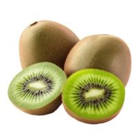 Fresh kiwi fruit and its sliced segments arranged on a clean transparent background for vibrant culinary display, kiwi fruit and his sliced segments isolated on transparent background png