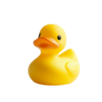 A classic yellow rubber duck resting on a bright transparent background captured with a effect for a playful aesthetic, Classic Yellow Rubber Duck on transparent background png