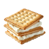 Delicious sandwich crackers with creamy filling stacked neatly on a transparent background for a tasty snack experience, sandwich crackers with cream isolated on transparent backgroundfile png